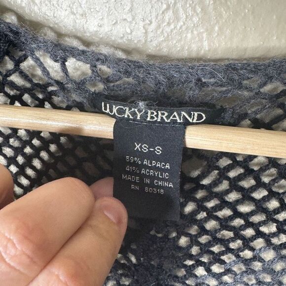 Lucky Brand Sweater Women's XS/S Gray Striped Open Front Cardigan Alpaca Blend - Picture 6 of 10